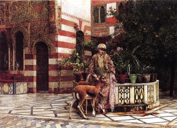 Edwin Lord Weeks : Girl in a Moorish Courtyard